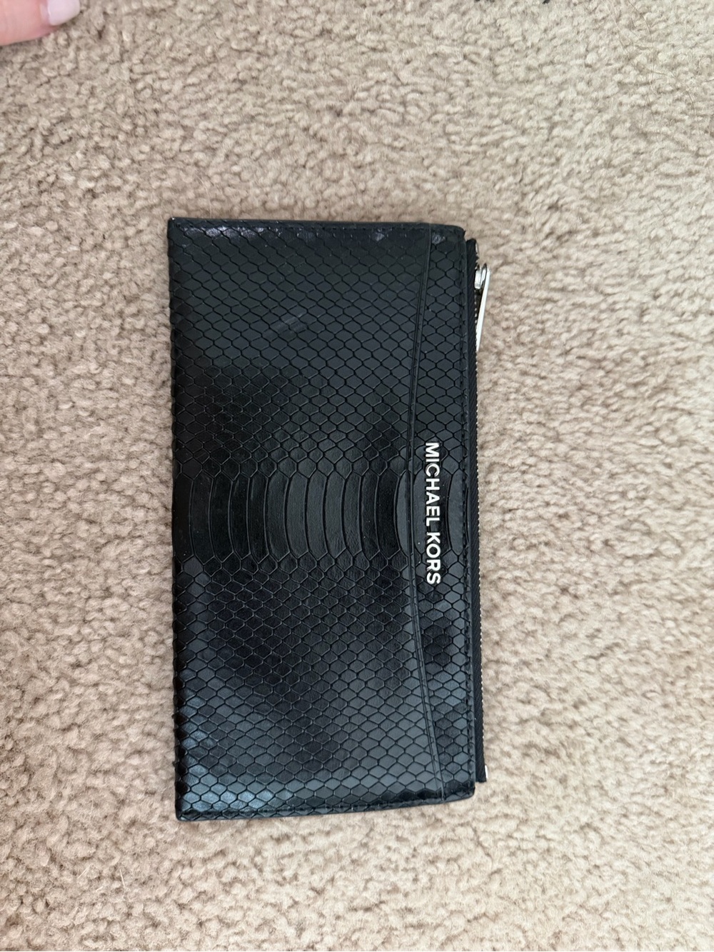 Michael Kors Black Snake-Embossed Wallet Case